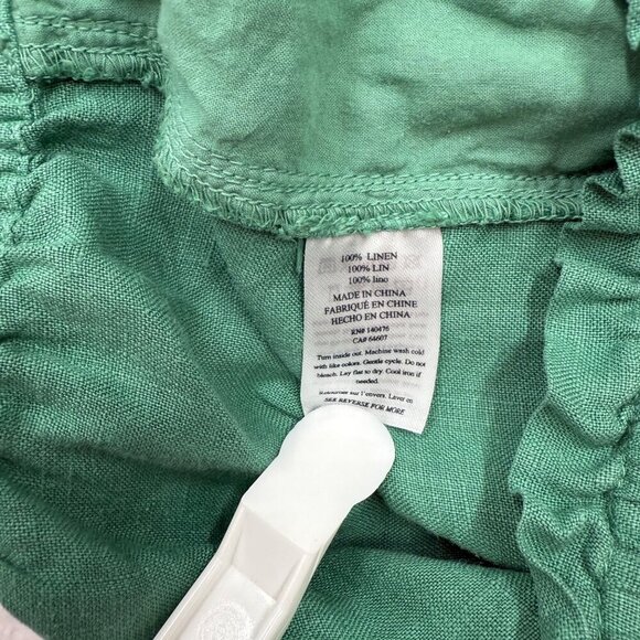 Faherty Laguna 100% Linen Elastic Tie Waist Shorts Pockets Green Beachy Womens S - Picture 7 of 10